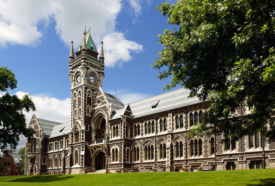 University of Otago, Clocktower, Dunedin, building, Victorian architecture, Leith Valley basalt, Oamaru stone, Category I listing, New Zealand, historic, administrative center