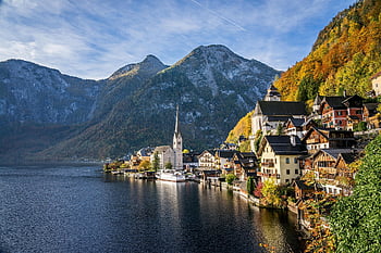 lake, nature, village, church, alpine, hallstatt, hallstatt Lake, austria, upper Austria, tourism, alps