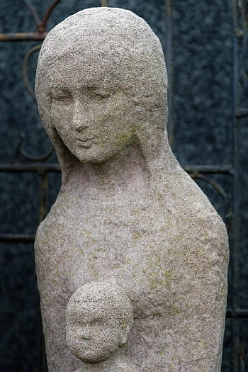 scultura, pietra, cimitero, articolo, mistico, donna, bambino, religione, tomba, tristezza