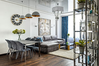 Sampatico soggiorno, MATURAMENTO DELLA STUDIO, arredamento elegante, arredamento moderno, divano peluche, interno chic, sala da pranzo, design contemporaneo, Spazio abitativo elegante, Home decor, design del soggiorno