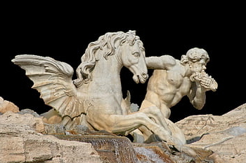 fountain, marble, white, horse, architecture, monument, water, historical, stone, fountain System, italy