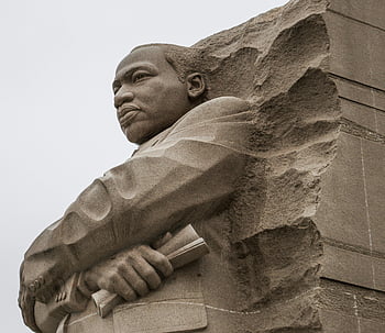 Martin Luther King Jr., Memorial, granite statue, civil rights movement, overcast sky, Washington DC, close-up, statue, leader, monument, sculpture