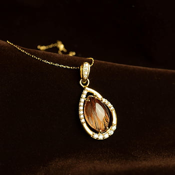 gold necklace, precious stone, diamonds, teardrop necklace, diamond accents, luxurious jewelry, fashion accessories, luxury themes, plush background, high-end jewelry, elegant pendant