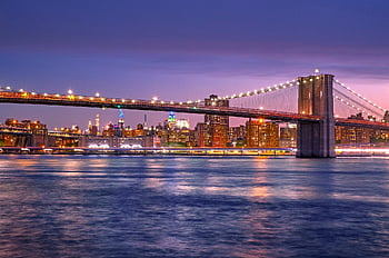 Brooklyn, pont, architecture, ville, paysage urbain, Etats-Unis, Amérique, New York, le pont de Brooklyn, l'horizon