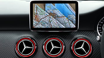 GPS device, dashboard, luxury car, GPS navigation system, road map, close-up, car interior, navigation display, vehicle technology, car accessories, dashboard GPS