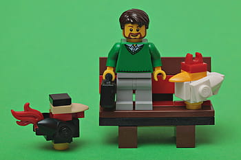 Lego, minifig, Bank, Hähnchen, Bonuspunkte, Canon 100mm, Bank-Montag, Traditionelle Bank, Montag, Spielzeug, Fotografie