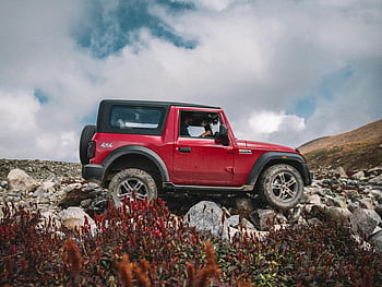 Rouge 4x4, suv, terrain extrême, terrain rocheux, aventure en plein air, terrain difficile, Véhicule tout terrain, aventure, voiture 4x4, Conduire sur le terrain, voiture rouge