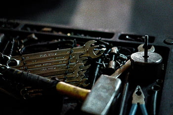 klíč, toolbox, ruční nářadí, opravy, detailní fotografie, kladivo, Sada klíčů, kolekce nástrojů, Mechanické nástroje, dílenské nástroje, sada nástrojů