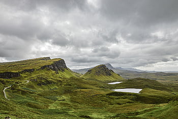 mountains, moss, nature, mood, lake, rock, clouds, hill, storm, hiking, landscape