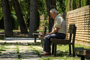 erkekler, yaşça büyük, park, banka, dede, yaşlı, doğa, kıdemli, kişi, yalnızlık, üzüntü