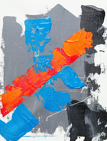 abstrakt målning, mångfärgad abstrakt, färgglad abstrakt konst, röda penseldrag, blå penseldrag, orange penseldrag, duk konst, slående färger, modern konst, abstrakt konstverk, livfulla färger