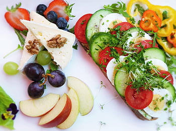 cibo, spuntino, pagnotta, Sandwich, brunch, frutta, salutare, vegetariano, vitamine, fresco, insalata