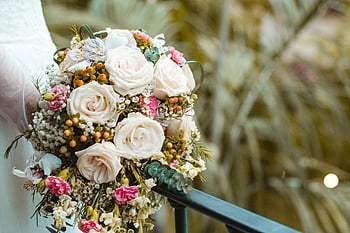 bouquet da sposa, rose bianche, rose rosa, fiori misti, avvicinamento, Splendido bouquet, fiori da sposa, composizione floreale, mazzo di fiori, bouquet romantico, Bouquet elegante