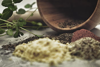 stampe, urter, krydder, mat, mynte, ingredienser, timian, rosmarin, paprika, nærbilde, ingrediens