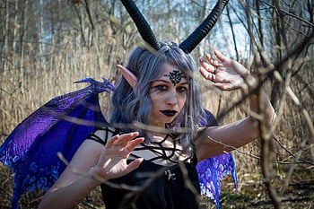 démon, rohy, cosplay, žena, dívka, kostým, makeup, křídla, Demon Wings, čarodějnice, ďábel