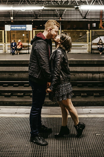 couple kissing, train station platform, young couple, romantic moment, railway platform, love and togetherness, train station, couple in love, train platform, romantic couple, station platform