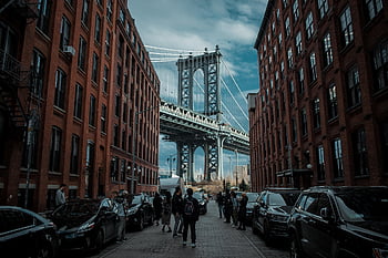 dumbo, most manhattan, nyc, New York City, architektura, město, budova, Amerika, usa, městský, brooklyn