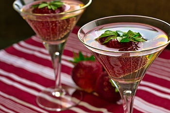 martini, strawberries, glass, cocktail, drink, refreshment, alcohol, champagne, celebration, food Photography