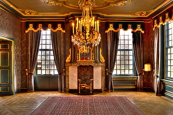 gold chandelier, white chandelier, gray curtains, opulent living room, palace interior, grand chandelier, elaborate design, ornate room, luxury decor, vintage interior, royal room