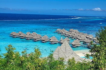 huts, sea, moorea, nature, lagoon, beach, resort, water, cottages, travel Destination, horizon
