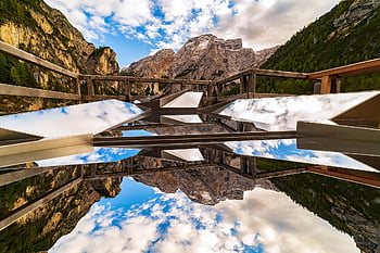 mountains, mirror, landscape, summit, relaxation, new Zealand, dolomites, italy, nature, adventure