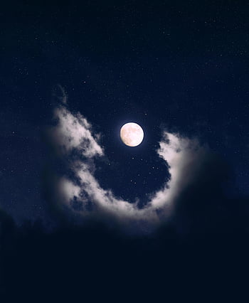 full moon, surrounded by clouds, night sky, stars, bright moon, dark sky, celestial scene, moonlit night, atmospheric view, lunar landscape, night clouds