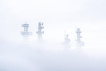 rádiové věže, mlha, anténa, věže, telekomunikací, rádiové stožáry, bílý, rádio věž