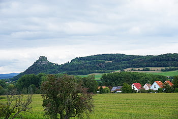 alti corvi, Hegau, cantare, montagne vulcaniche, lago di Costanza, paesaggio, nuvole, Paradiso, Hohentwiel, rurale, natura