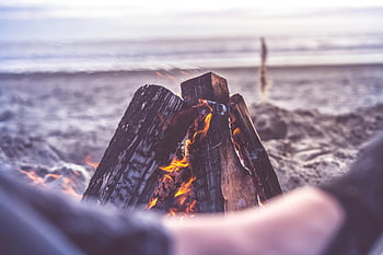 bonfire, sandy beach, summer sunset, relaxing getaway, close-up photo, warm bonfire, beach bonfire, summer bonfire, sunset bonfire, beach fire, relaxing bonfire