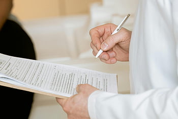 medical professional, white coat, clipboard, patient documents, pen, examining, healthcare, medical examination, medical records, doctor, patient care