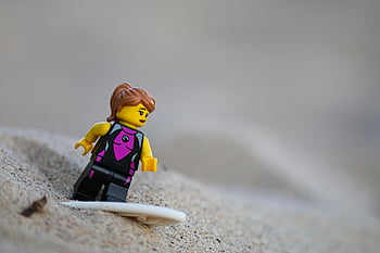 lego, surfař, písek, makro, miniaturní postava, surfování, hračka