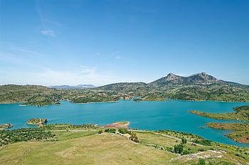 Spanien, andalusien, Province of Cadiz, Reservoir Zahara-El Gastor, reservoir, zahara de la sierra, El Gasto, vand, landskab, bjerge, bakke