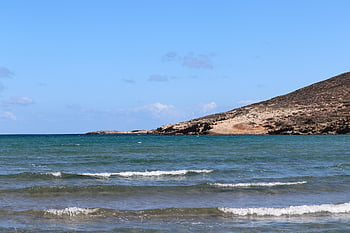 plage, mer, horizon, vagues, vagues de l'océan, océan, méditerranéen, mer Égée, côte, littoral, ciel