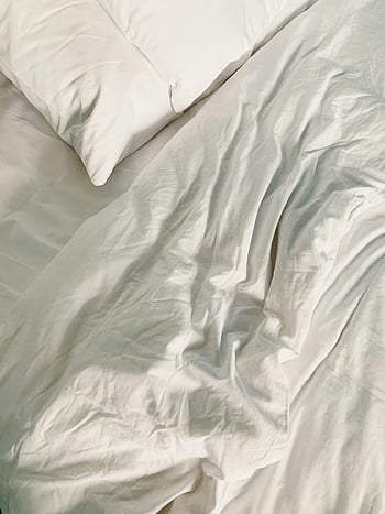 white pillow, bed sheet, white bed linen, cozy bedroom, relaxing setting, soft ripples, textures, close-up, white bedding, comfortable bed, white sheets