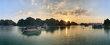 halong, Příroda, Vietnam, západ slunce, nálada, záliv, moře