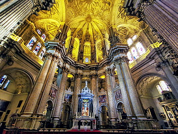 Kathedrale von Malaga, Innere, Säulen, Kuppel, historisch, Spanien, kompliziert, die Architektur, Kirche, religiös, Kunst