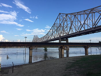 řeka Mississippi, Missouri, st louis, zaplavit, voda, Dálnice, mříž, nebe, řeka, katastrofa, zaplaveny
