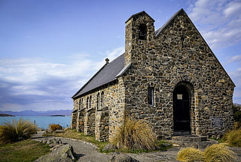 new Zealand, church, building, scenic, architecture, landmark, lake, tekapo, travel, landscape, stone