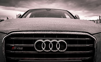 audi, Černá a chromová mřížka, deště pokryté, luxus, elegance, zatažené obloze, detail, mříž, audi auto, sq5, vlhký povrch