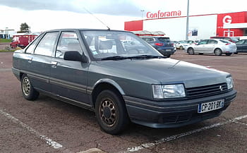 renault, 21, 1988, samochód, sedan, chalon sur saone, parking, Konforama, tablica rejestracyjna, szary, zabytkowe