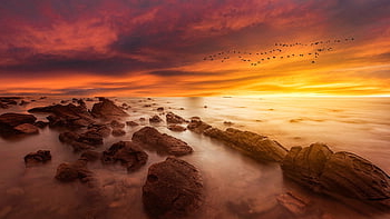 pemandangan, laut, pantai, alam, samudra, matahari terbenam, langit, perahu, air, awan, perjalanan