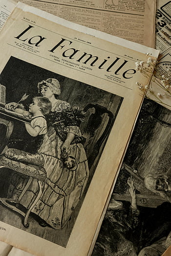 vintage gazeta, La Famille, Klasyczne ilustracje, Strzał artystyczny, Entuzjaści historii, stara gazeta, Vintage ilustracje, Dokument historyczny, antyczna gazeta, Ilustracja rodziny, Gazeta w Paryżu