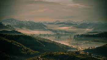 dağ, pus, sis, dağlık, dağ manzarası, tepeler, Alpler, alp, peyzaj, gökyüzü, doğa