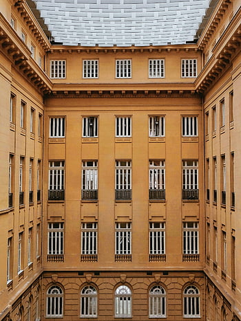 brazilské kulturní centrum, vnitřní nádvoří, skleněný strop, historické architektury, symetrický pohled, Klasický interiér, architektonický design, Kulturní centrum, stavební fasáda, Okna, balkón