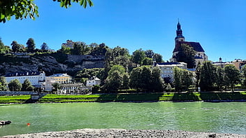 Rakousko, Salzburg, kostel, architektura, řeka
