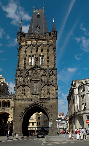 the Powder Tower, prague, tower, lookout Tower, gothic, monuments, architecture, building, republic Square, municipal House, the Sights Of Prague