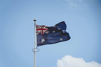 australská vlajka, stožár, jasné modré nebe, perth, státní vlajka, vlající vlajka, Australská národní vlajka, modrá obloha, mávání vlajkami, vlajka Austrálie, Austrálie vlajka