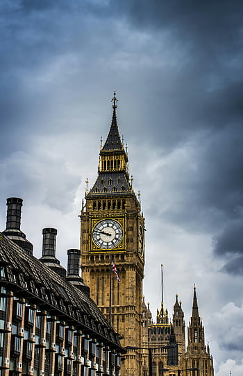 big ben, fotografování s nízkým úhlem, Londýn, dramatické mraky, Kultovní architektura, věž elizabeth, Spojené království, historické památky, hodinová věž, westminster, Anglie