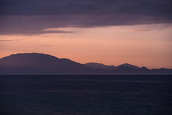 sea, mountains, sunset, island, nature, silhouette, greece, evening, mood, dark, hills