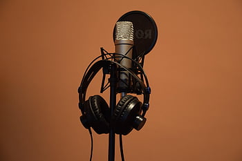 mikrofon, sluchátka, hudba, mic, Zvuk, studio, hlas, záznam, hlasitý, audio zařízení, technologie